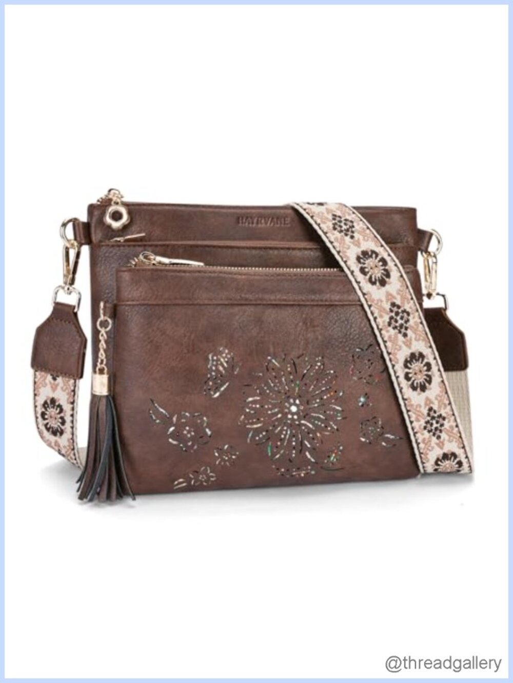Sunflower Crossbody Bag Wide Strap Hobo Purse Multi Pocket Shoulder Handbag